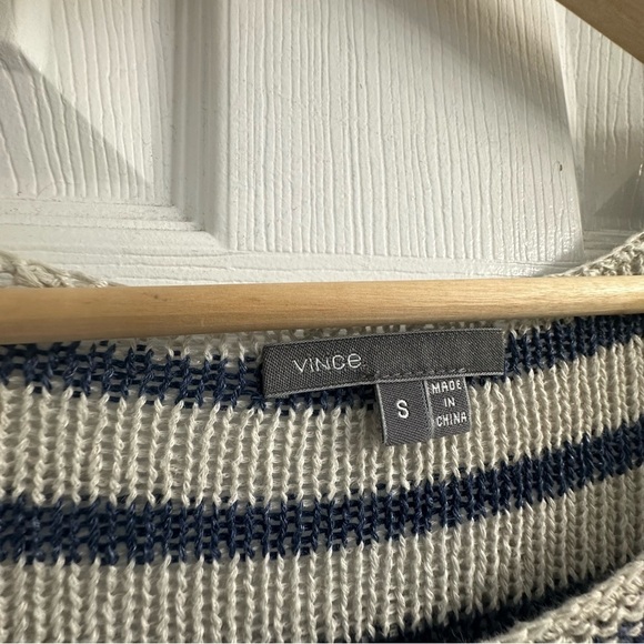 Vince Sweater Striped Knit Blue Gray Casual Grunge Fall Designer Size Small - Picture 6 of 7